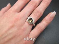 Features A Asscher Cut Coffee Color 1.23CT Topaz & White CZ Vintage Wedding Ring