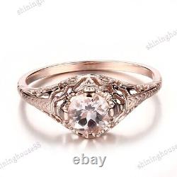 Fine Jewelry Morganite 5.5mm Round Vintage Gemstone Wedding Ring 18k Rose Gold