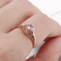 Fine Jewelry Morganite 5.5mm Round Vintage Gemstone Wedding Ring 18k Rose Gold