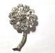 Floral Daisy Brooch Clear Rhinestones Glamour Bridal Jewelry Collectible Vintage