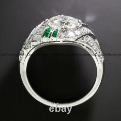 Geometric Vintage Wedding Ring 14K White Gold Plated 2.05 Ct Lab Created Diamond