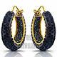 Gorgeous Vintage Pave Blue Sapphire Studded Silver Wedding Hoops Earring Jewelry