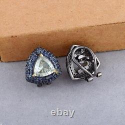 Green Amethyst 925 Sterling Silver Earring Jewelry Stud Earrings Gift For Wife