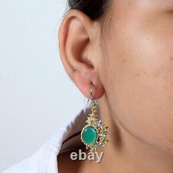 Green Onyx 925 Sterling Silver Bee Earring Jewelry Dangle Drop Earrings For WIFE