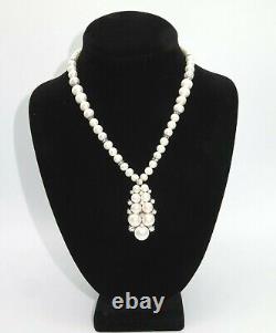 Haute Couture Jewelry, Handmade Pearl Necklace w Pendants, Vintage style, Bridal