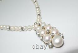 Haute Couture Jewelry, Handmade Pearl Necklace w Pendants, Vintage style, Bridal