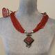 Indian Tribes Vintage Authentic Red Coral Necklace & Bracelet Tribal Jewelry Set