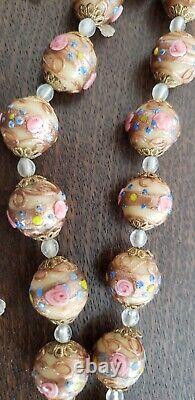 Italian Wedding Glass Bead Necklace Jewelry Vintage Needs to be Restrung READ