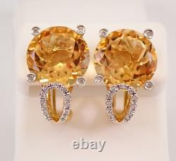 Lab-Created 2Ct Round Yellow Citrine Huggee Hoop Earring 14K Yellow Gold Finish