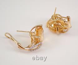 Lab-Created 2Ct Round Yellow Citrine Huggee Hoop Earring 14K Yellow Gold Finish
