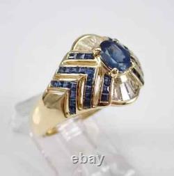 Lab-Created Sapphire 2Ctw Vintage Dome Engagement Ring 14K Yellow Gold Plated