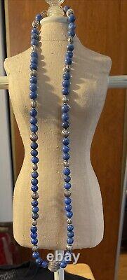 Lapis Lazuli Silver Beaded Necklace 14