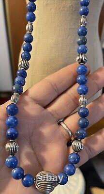 Lapis Lazuli Silver Beaded Necklace 14