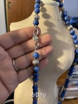 Lapis Lazuli Silver Beaded Necklace 14