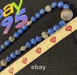 Lapis Lazuli Silver Beaded Necklace 14