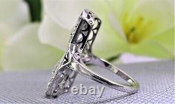 Long Vintage Wedding Filigree Ring Antique Bridal Jewelry Gift for Her S925