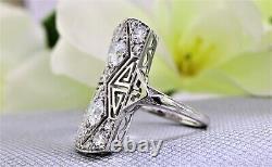 Long Vintage Wedding Filigree Ring Antique Bridal Jewelry Gift for Her S925