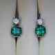 Luxurious 3.20ct Luxurious Cushion Shape Simulated Emerald Her Pretty Earrings