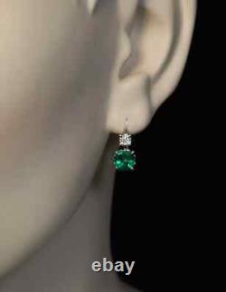 Luxurious 3.20Ct Luxurious Cushion Shape Simulated Emerald Her Pretty Earrings