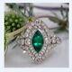 Marquise Simulated Green Emerald Vintage Wedding Ring In 14k White Gold Plated