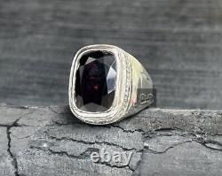 Men Garnet Ring, 925 Silver, Wedding Ring Men, January Birthstone, Men Jewelry