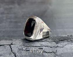 Men Garnet Ring, 925 Silver, Wedding Ring Men, January Birthstone, Men Jewelry