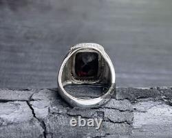 Men Garnet Ring, 925 Silver, Wedding Ring Men, January Birthstone, Men Jewelry