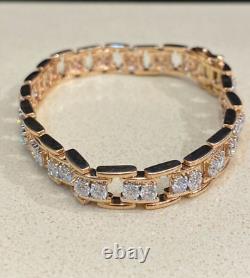 Men's Tennis Bracelet 14K Yellow Gold Plated 12Ct Round Cut Lab Created Diamond