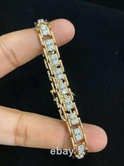 Men's Tennis Bracelet 14K Yellow Gold Plated 12Ct Round Cut Lab Created Diamond