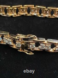 Men's Tennis Bracelet 14K Yellow Gold Plated 12Ct Round Cut Lab Created Diamond