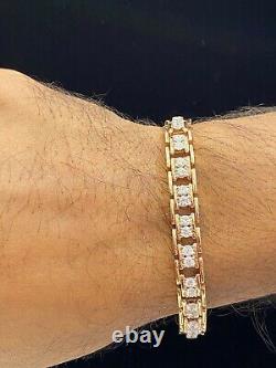 Men's Tennis Bracelet 14K Yellow Gold Plated 12Ct Round Cut Lab Created Diamond