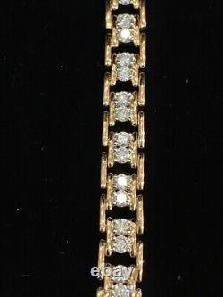 Men's Tennis Bracelet 14K Yellow Gold Plated 12Ct Round Cut Lab Created Diamond