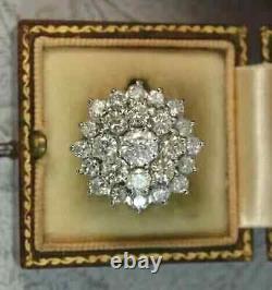 Moissanite 2.00Ct Round Good Cut Cluster Wedding Ring 14K Gold Two-Tone Plated