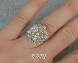 Moissanite 2.00Ct Round Good Cut Cluster Wedding Ring 14K Gold Two-Tone Plated