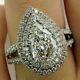 Moissanite 4ct Pear Cut Double Halo Vintage Sparkling Best Engagement Gift Ring