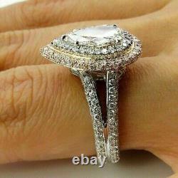Moissanite 4CT Pear Cut Double Halo Vintage Sparkling Best Engagement Gift Ring