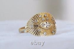 Moissanite Diamond Atlas Starry Vintage Wedding Ring 14k Gold Fine Jewelry