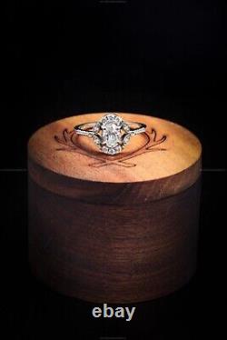 Moissanite Diamond Helena Vintage Wedding Ring 14k White Gold Fine Jewelry