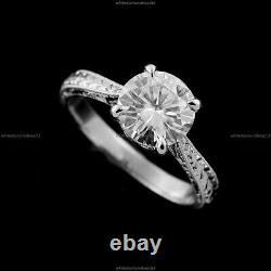 Moissanite Diamond Style Vintage Wedding Ring 14k White Gold Fine Jewelry