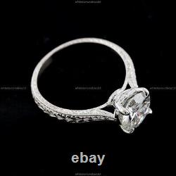 Moissanite Diamond Style Vintage Wedding Ring 14k White Gold Fine Jewelry