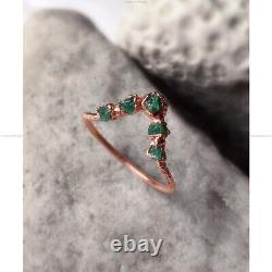 Natural Emerald May Birthstone Vintage Wedding Ring 14k Yellow Gold Fine Jewelry