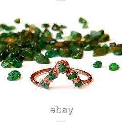 Natural Emerald May Birthstone Vintage Wedding Ring 14k Yellow Gold Fine Jewelry