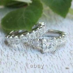 New 3Ct Princess Cut Diamond Lab-Created Bridal Ring Set 14K White Gold Finish