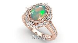 Opalite Diamond Engagement Vintage Wedding Ring 14k Rose Gold Fine Jewelry