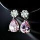 Pear Cut Simulated Pink Sapphire Drop Dangle Earrings 14k White Gold Plated