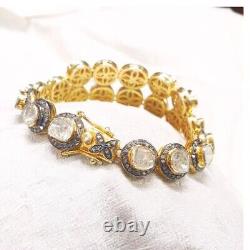 Polki Pave Diamond 925 Sterling Silver Vintage Bracelet Wedding Jewelry