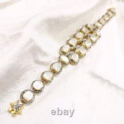 Polki Pave Diamond 925 Sterling Silver Vintage Bracelet Wedding Jewelry