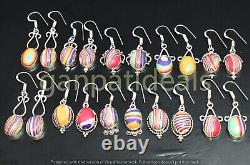 Rainbow Calsilica Gemstone Earrings Wholesale Lot 925 Silver Plated Jewelry