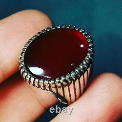 Real Yemeni Aqeeq Ring Kabadi Aqeeq Dark Deep Blood Red Aqeeq Ring Akik Ring man