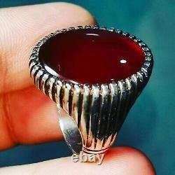 Real Yemeni Aqeeq Ring Kabadi Aqeeq Dark Deep Blood Red Aqeeq Ring Akik Ring man